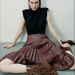 Zara Faux Leather MIDI Skirt - Size Large